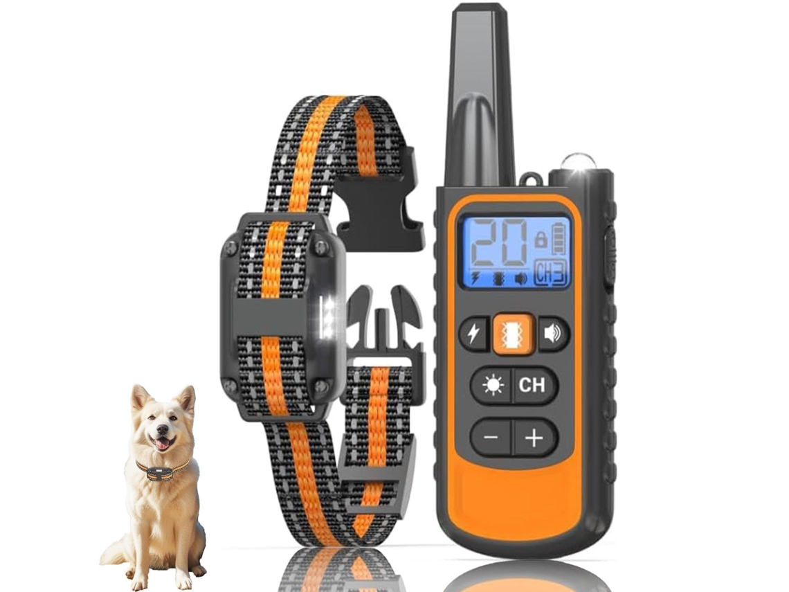 Collar Adiestramiento Un Receptor, Mando 3300 Pies, Cuatro Modos Pitido/vibración/descarga/luz Y Puntas Silicona Seguras.