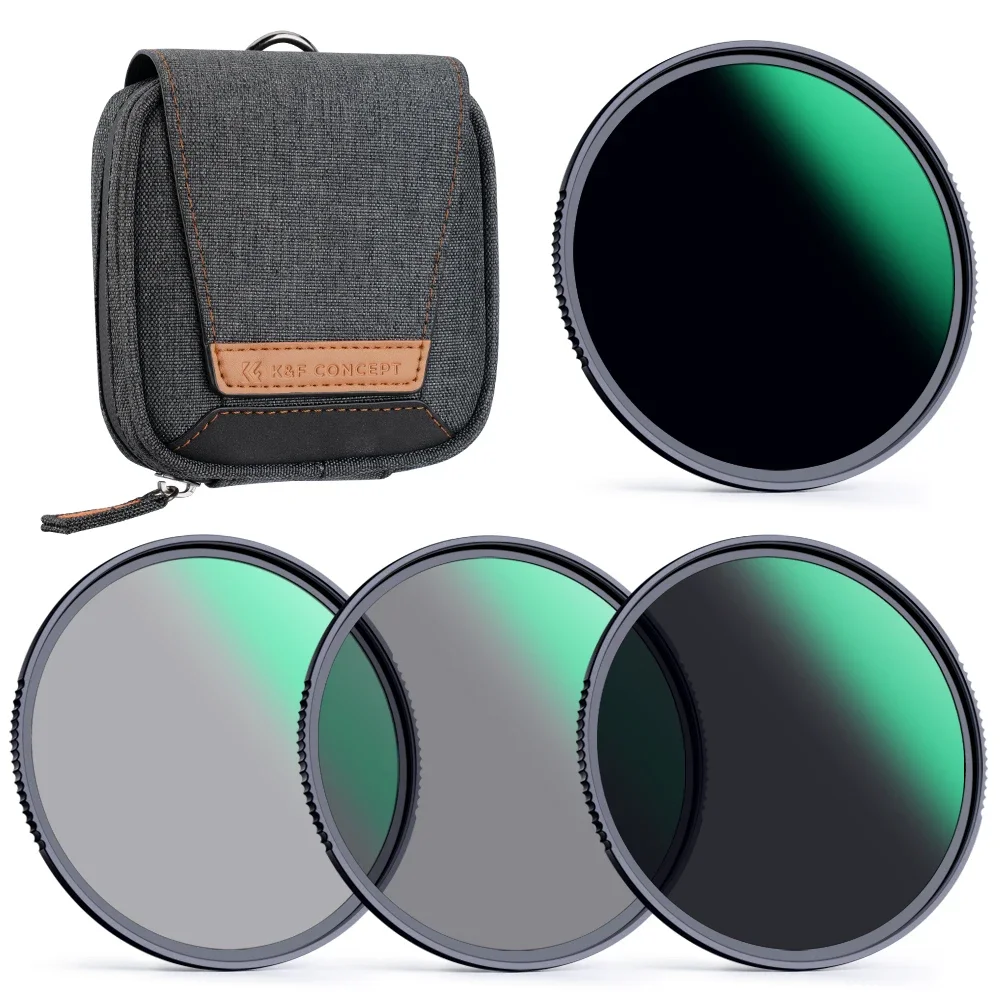 Kit de 4 filtros ND (ND4/ND8/ND64/ND1000) para lentes de cámara, con bolsa, color azul, 62 mm