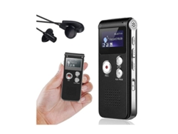 Grabadora de voz digital de 8 GB, reproductor de MP3, recargable, dictáfono con pantalla LCD Yizhood (negro)