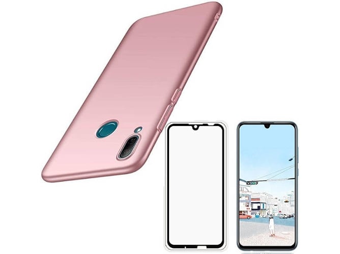 Kit Carcasa y Protector Cristal 5D Huawei P Smart 2019 SlimShield Rosa