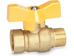 Válvula De Bola De Latón 3/8 Pulgada Con Mango Alado Amarillo Rosca Externa/interna Puerto Completo Pn16 Ptfe -20c A +180c