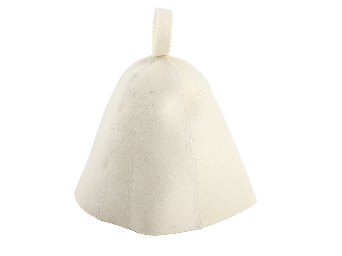 Sombrero y gorra de fieltro de lana beige para sauna rusa con correa para colgar
