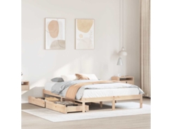 Estructura De Cama Sin Colchón Madera Maciza De Pino 140x190 Cm