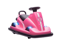 Coche De Choque Giratorio De 360° Con Volante Led Y Música, Para Niños De 3 A 8 Años, Color Rosa.