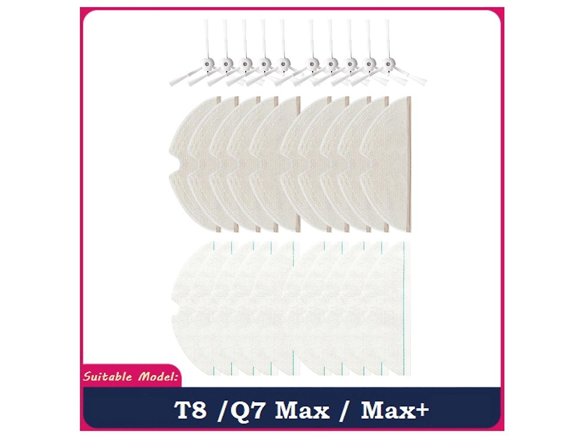 30pcs mop pano escova lateral para roborock t8/q7 max/max+ robot