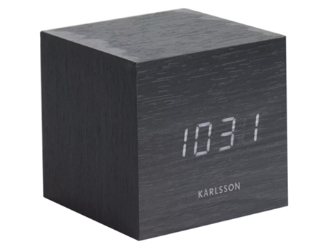 Reloj despertador de chapa de madera KARLSSON Mini Cube LED