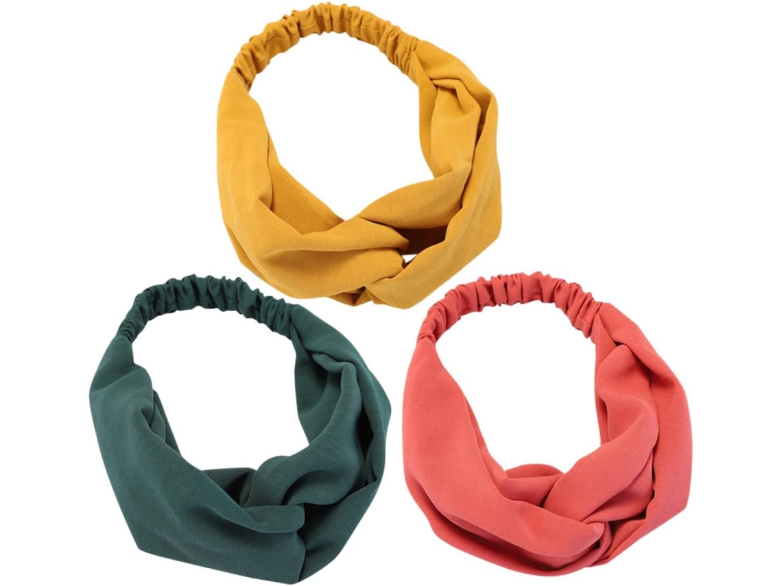Diademas Elásticas De Nudo Grande De 3 Piezas Para Mujer, Accesorios Para El Cabello Sencillos Y Elegantes, Color Amarillo.