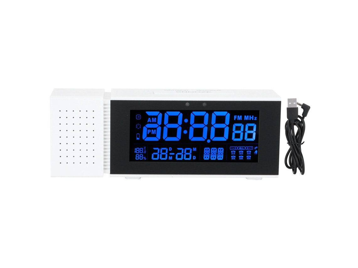 Reloj Digital Multifuncional Con Alarma, Luz Nocturna, Sensor Infrarrojo, Radio Fm De 5v Y Puerto Usb.