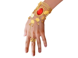 Pulsera Árabe Piedra roja con anillo
