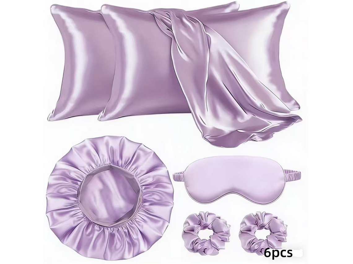 2pack Fundas De Almohada De Seda Imitación Chrui Con Antifaz Y Gomas Pelo 76x51cm (morado)