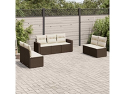 Conjunto de sofá de jardín de 7 piezas con cojines de mimbre marrón DKD Home Decor