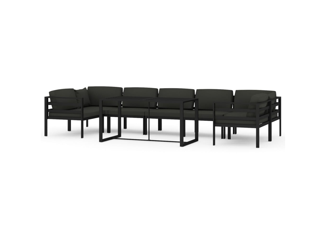 Maison Exclusive - Set Muebles De Jardín 8 Pzas Y Cojines Aluminio Gris Antracita