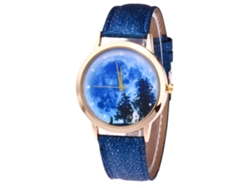 Reloj De Pulsera Analógico De Cuarzo Con Esfera Redonda Moderna, Azul Oscuro.