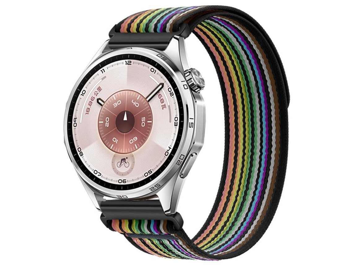 Bracelete Para Huawei Watch Gt 6 (46mm) - Nylon - Fecho De Velcro - Wild Path Loop Preto E Colorido