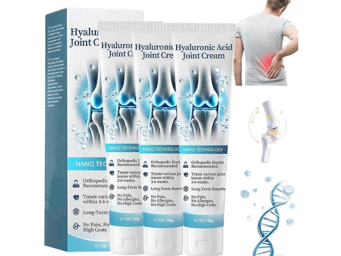 Crema Articular Con Ácido Hialurónico Para El Cuidado Avanzado De Huesos Y Articulaciones En La Espalda, El Cuello, Las Manos Y Las Rodillas.