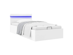 Cama Canapé Hidráulica Con Led Sin Colchón Blanco 90x200 Cm