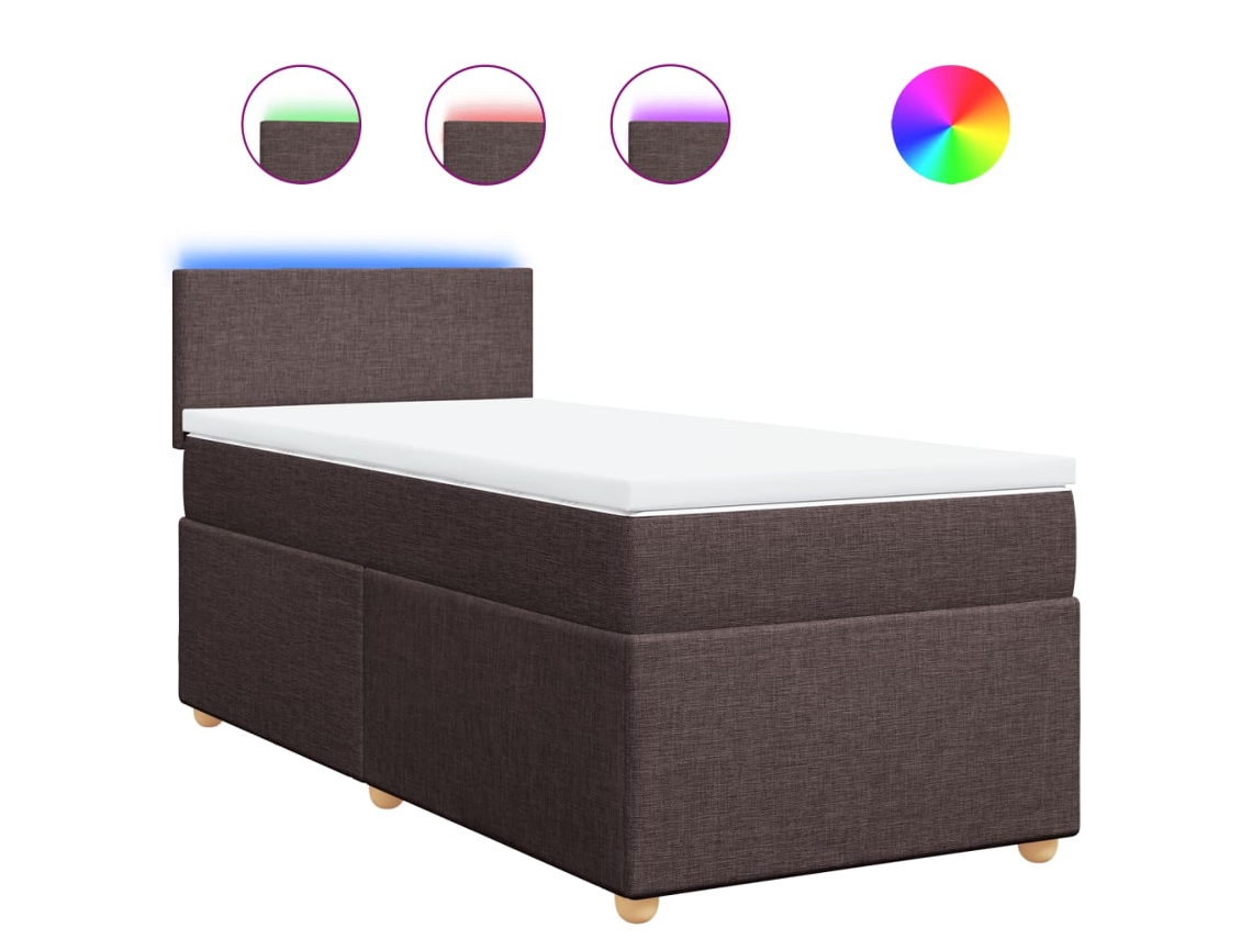 Maison Exclusive - Cama Box Spring Con Colchón Tela Marrón Oscuro 100x200 Cm
