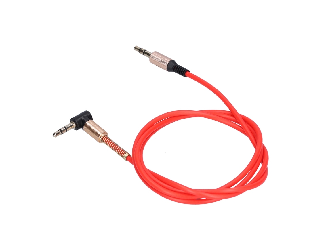 Cable De Audio De 3,5 Mm Macho A Macho Con Codo De Resorte Metálico, Extensión Auxiliar Para Coche De 1 M