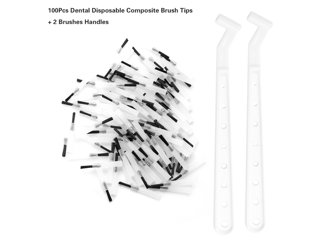 100 Puntas Desechables Para Cepillos Dentales Con 2 Mangos Suaves Para Uso Dental.