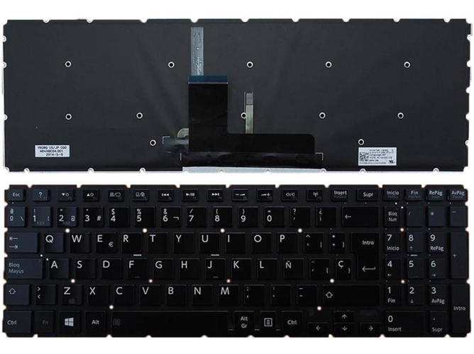 Teclado Retroiluminado para Portátil Toshiba Satellite L50-B Brillante Sin Marco