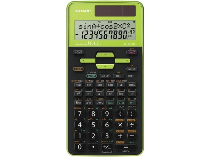 Calculadora Científica SHARP EL-531TG Negro y Verde (10 dígitos)