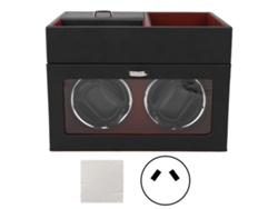 Caja doble vertical para relojes con luz ajustable, color rojo vino