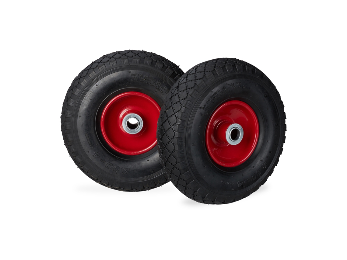 Relaxdays Roda De Carrinho 3.00-4, Conjunto De 2, Pneus, Até 100 Kg, 260 X 85 Mm, Roda Sobresselente Com Jante De Aço.