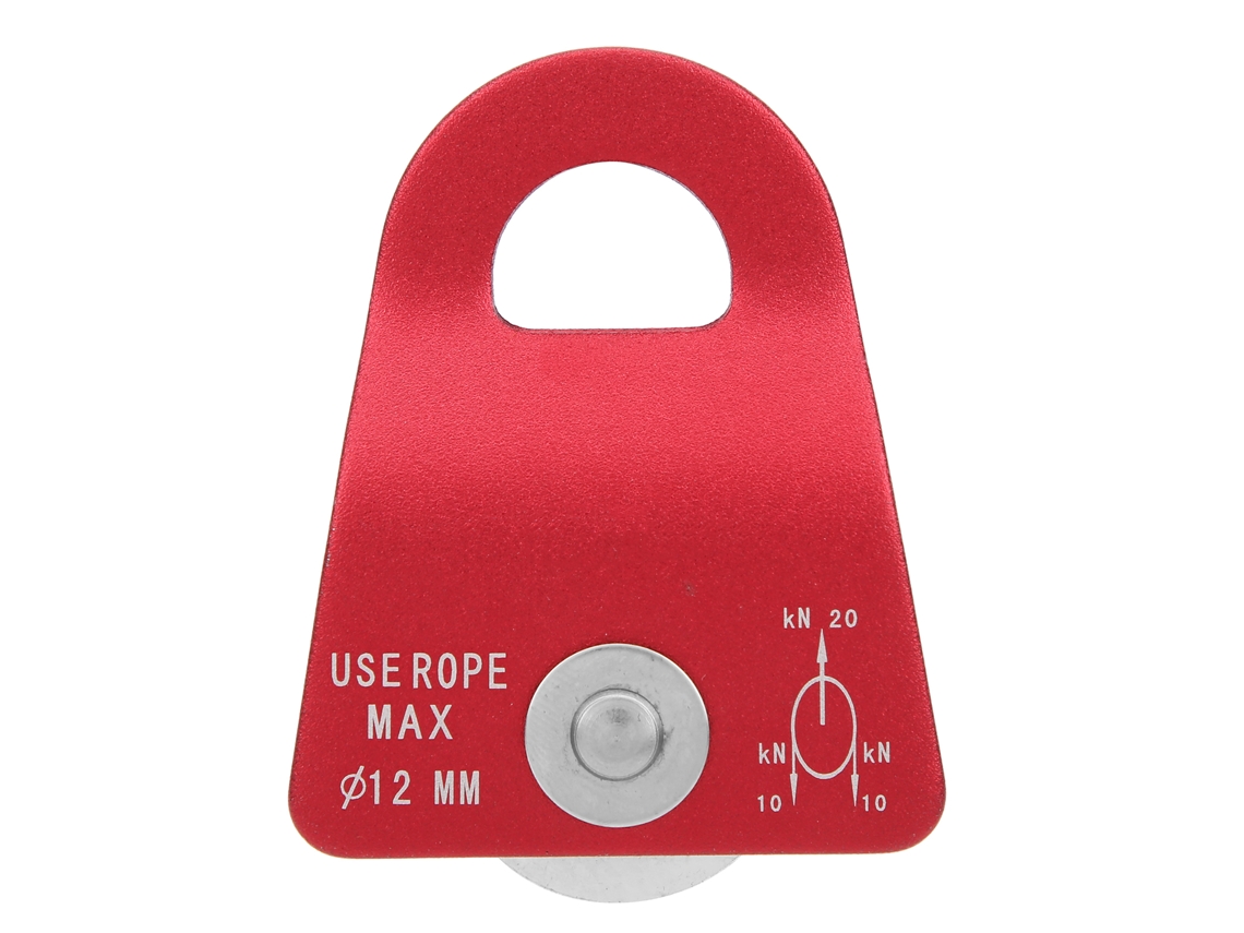 Polea de placa de un solo lado para descenso, montañismo y escalada en roca, equipo de transporte para exteriores de color rojo (sin marca).