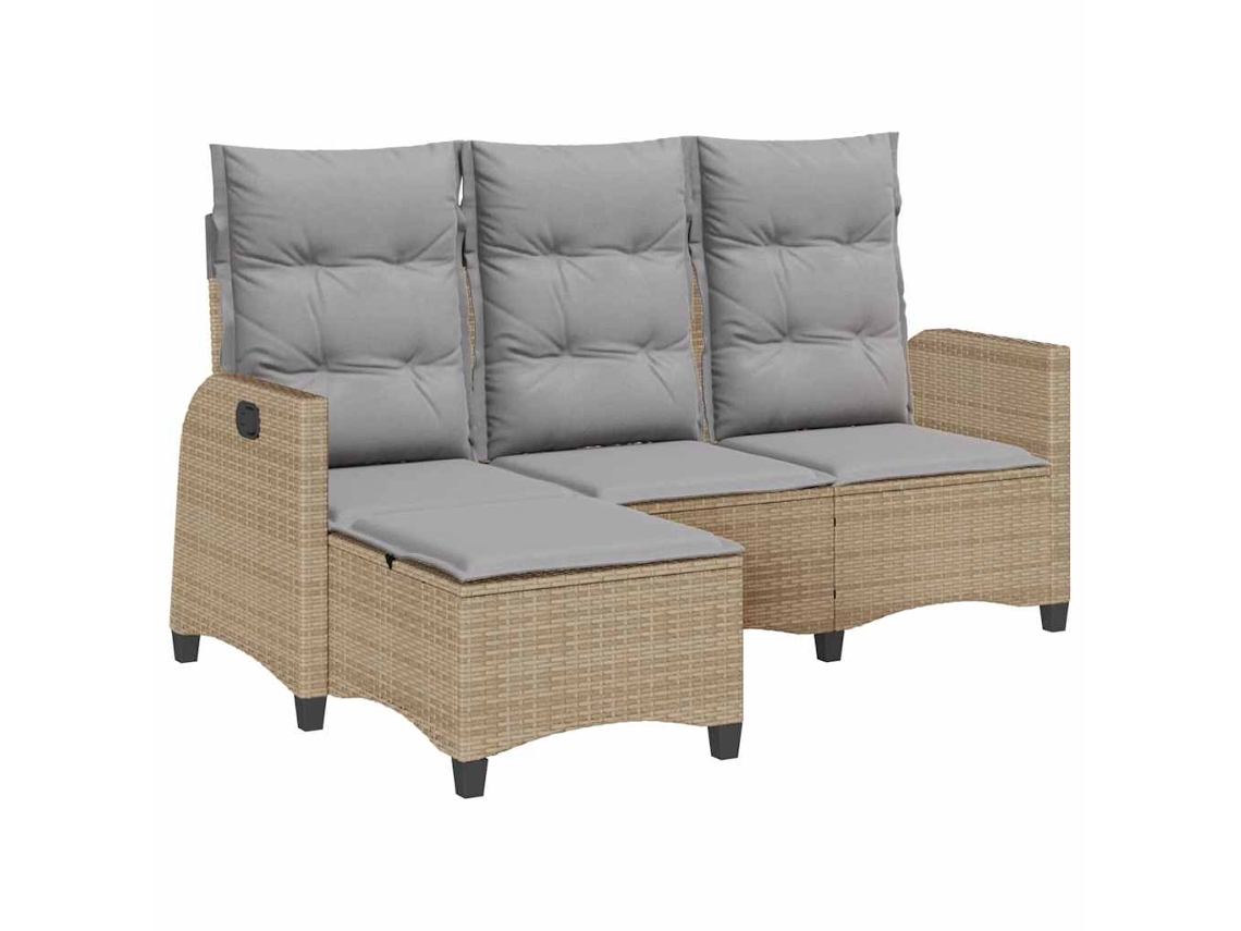Maison Exclusive - Sofá reclinable de jardín en forma de L con cojines de mimbre