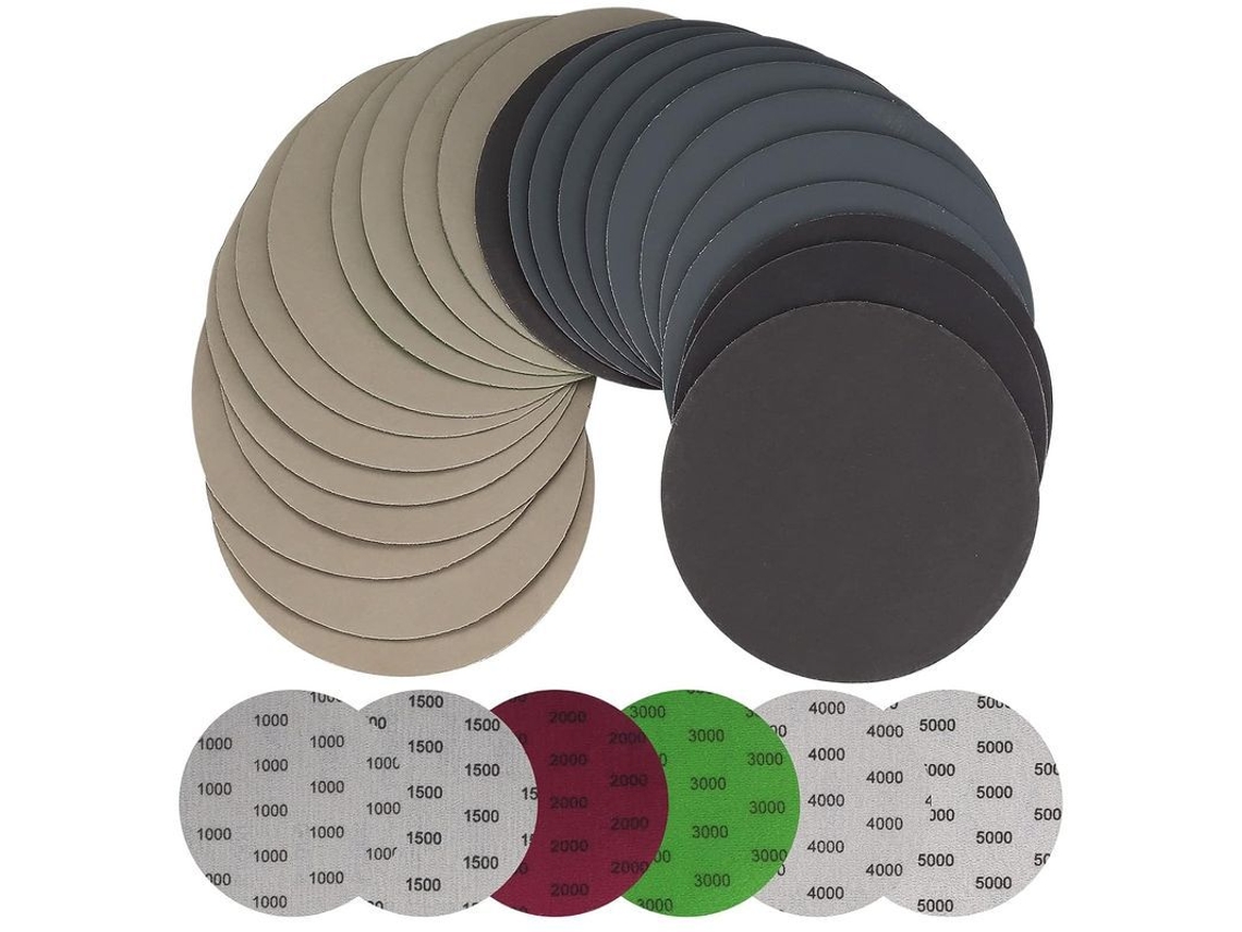Papel De Lija Para Uso En Seco Y Húmedo, Discos Redondos, Almohadillas Para Lijadora Orbital, Grano 1000-5000, 30 Piezas