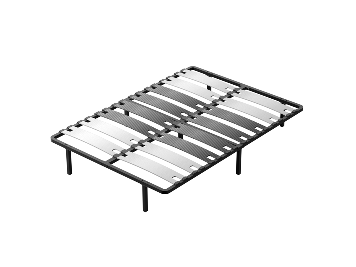 Sommier 140x200 Cm, 7 Pieds Durable, Lit Avec Sommier À Lattes Pour Adulte
