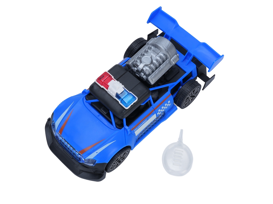 Carro De Brinquedo Com Spray Luz Som Rodas Universais Azul Brincadeira Para Crianças