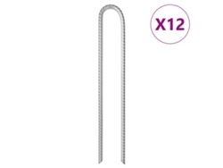 Conjunto 12 Clavijas de tienda forma U VIDAXL acero galvanizado (37 cm Ø10mm)