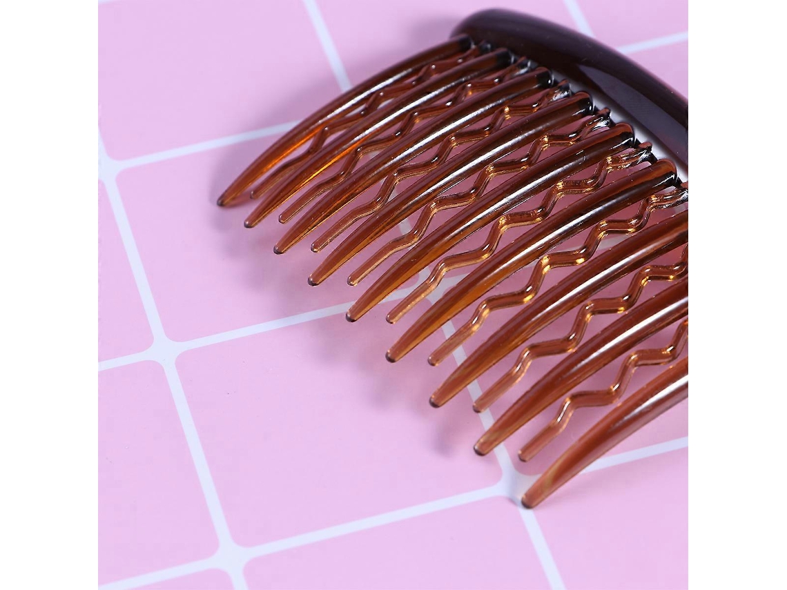 12 Pentes Laterais De Plástico Para Mulher Pente Clássico Com 17 Dentes Para Cabelo Acessórios Diários Feito De Plástico Café