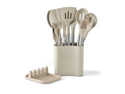 Juego De 13 Utensilios De Cocina De Silicona Y Acero Inoxidable: Cuchara, Espátula, Cucharón Con Cubo De Almacenamiento.