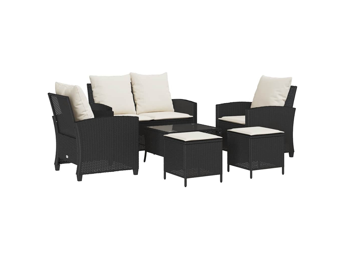 Maison Exclusive - Conjunto De Sofá De Jardín De 6 Piezas Con Cojines, De Poliratán Negro