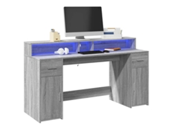 Escritorio con LED madera ingeniería gris sonoma 160x55x91 cm