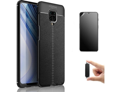 Kit Carcasa, Protector y Soporte Xiaomi Redmi Note 9S Ultimatte Rugged Leather Negro