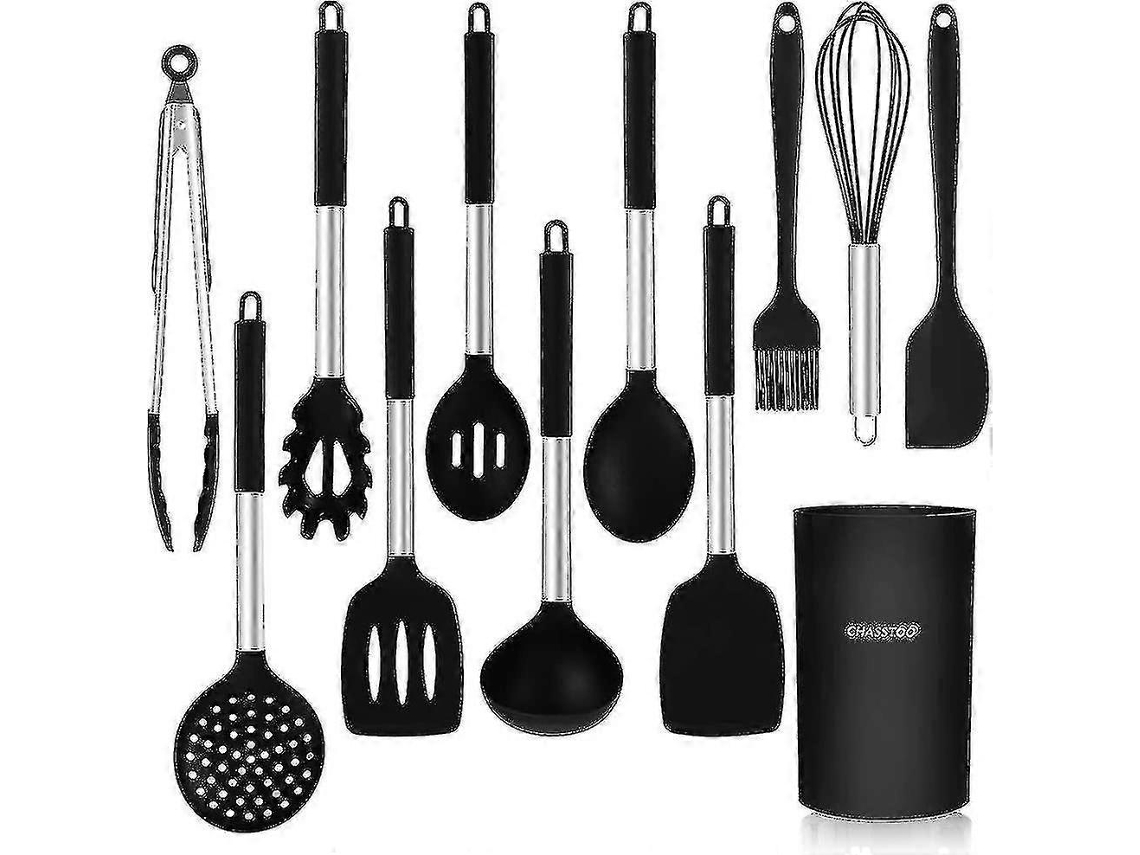 Utensilios de cocina de silicona, juego de 12 piezas de silicona resistente al calor, incluye cuchara y espátula. Nostalgia88