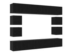 Maison Exclusive - Conjunto De Mueble De Tv 8 Pcs Roble Negro Madera De Ingeniería