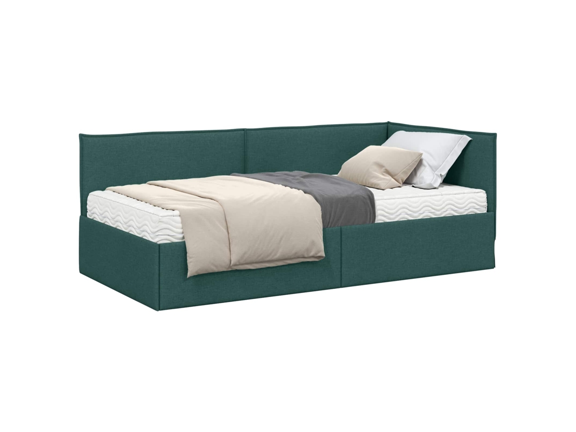 Maison Exclusive - Estructura De Cama Esquina Con Colchón 2 Pcs Verde Terciopelo