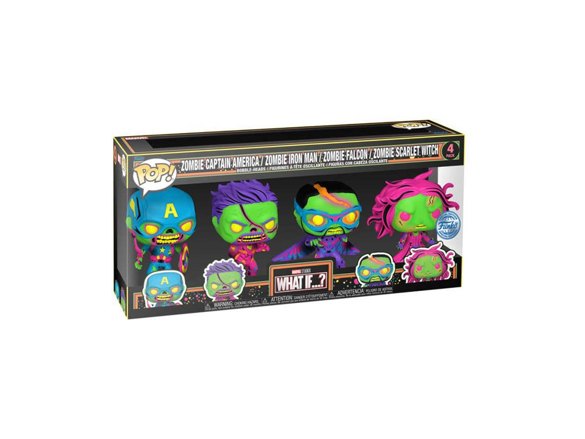 Figura Funko ¿Y SI...? Luz Negra Nosotros Exclusivo Pop! Paquete de 4 vinilos.