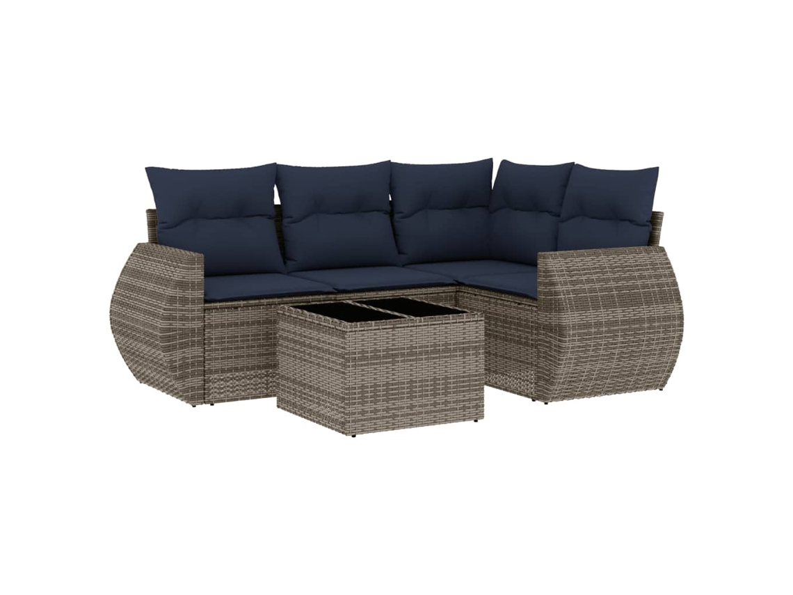 Maison Exclusive - Conjunto De Sofá De Jardín De 5 Piezas Con Cojines, Poliratán Gris