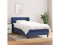 Cama Box Spring Con Colchón Tela Azul 80x200 Cm