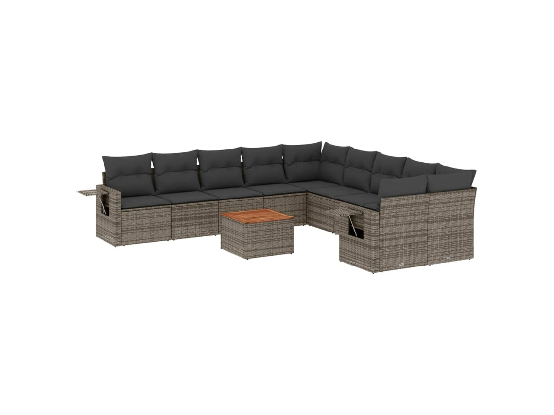 Maison Exclusive - Set De Sofás De Jardín 11 Pzas Y Cojines Ratán Sintético Gris