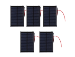 5 Piezas Panel Solar Mini Epoxi Módulo De Potencia 6v 0.6w Cables Rojo Y Negro 30cm Placa Celda Solar
