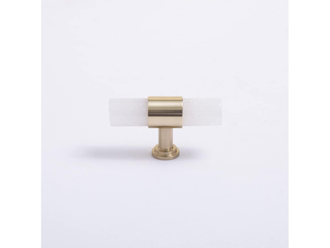 Tirador De Puerta De Latón Natural Y Pomos De Mármol Cristal En Forma De T Para Muebles.
