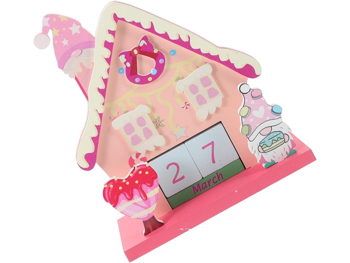 Calendario De Escritorio De Madera Decorativo Único Para Navidad. Función De Calendario Perpetuo.