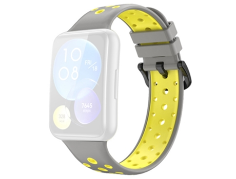 Correa de Silicona dos colores liberación rápida para Huawei Watch Fit 2 - gris/amarillo
