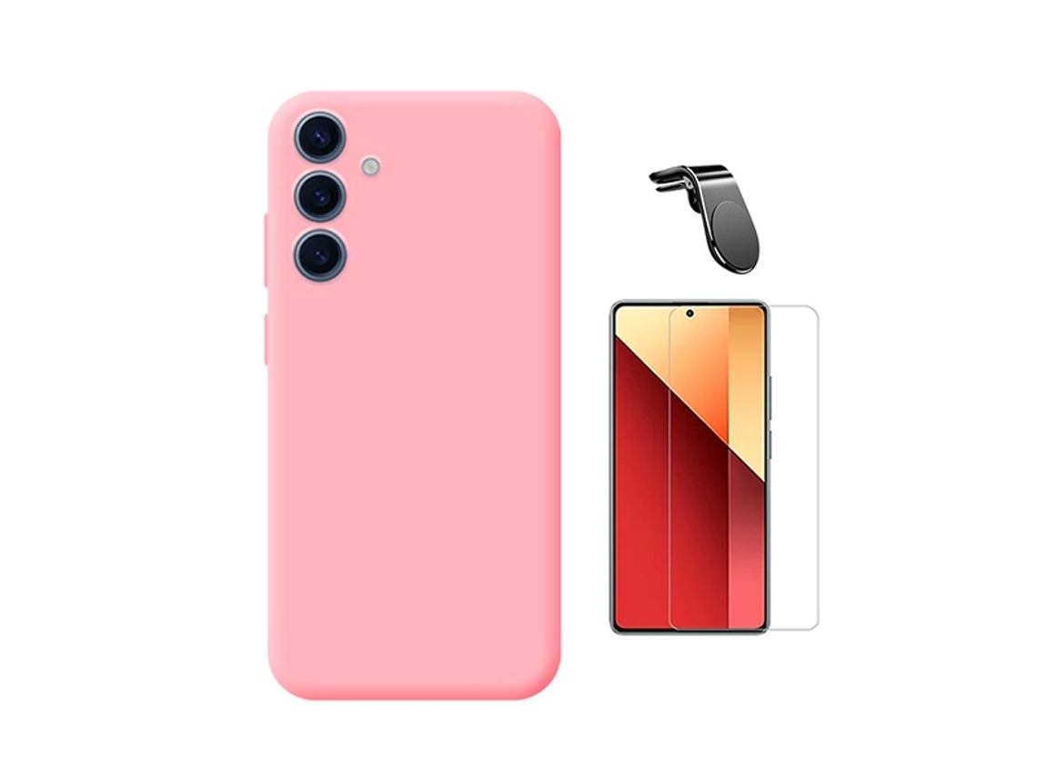 Kit Vidro Clearglass Capa Silicone Líquido Suporte L Phonecare Para Samsung Galaxy S25 Fe - Rosa